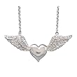 16 Inch Rhodium Plated Heart with CZ Wings Necklace 16 Inch Rhodium Plated Heart with CZ Wings Necklace