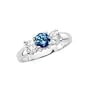 3 Diamond Anniversary Band 1 ct. in 14K White Gold with Blue Center Diamond