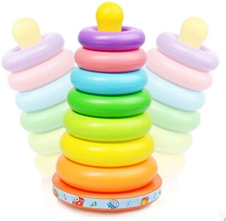 Newborn Baby Rainbow Tower Stackers Rainbow Ferrule Sleeve Column Tumbler Toy
