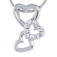 Sterling Silver Jeweled Hearts Pendant, w/ Cubic Zirconia stones, 11/16" (18mm)