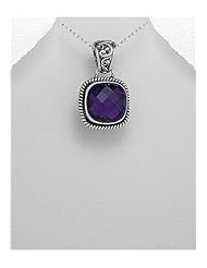 Amethyst Pendant Necklace In 92.5 Sterling Silver