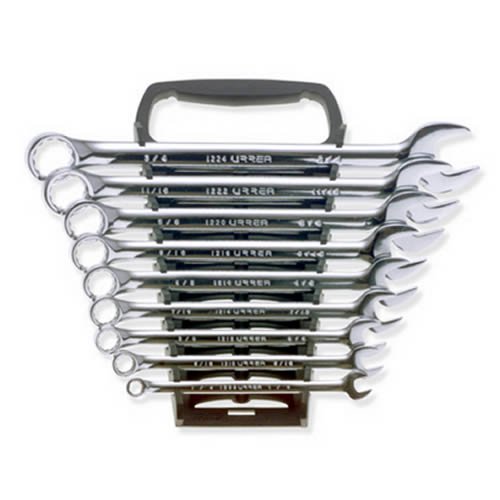 Urrea 12009s 12-pt Combination Chrome Wrench Set in Plastic Rack 1/4 in to 3/4 In; 9 Pc