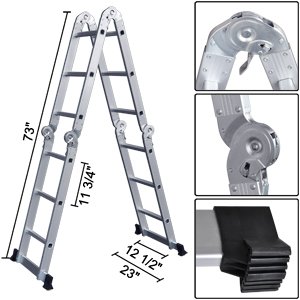 12.5' Ft Aluminum Folding Step Ladder Loft Tool Multi Purpose Foldable Scaffold