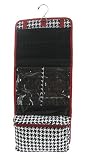 Hanging Cosmetic Makeup Toiletry Bag Case Red Trim Black Houndstooth Print Alabama Bama Rolltide
