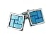 Unique Sky Blue Reflective Enamel Square Silver Cufflinks with Presentation Box