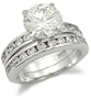 CZ Wedding Rings - Sterling Silver Brilliant Cut Cubic Zirconia Engagement and Wedding Rings