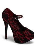 Bordello Red Lace High Heel Platform Pump - 6