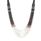 Multi-Colored Bead Necklace with Red, White, Blue, and Purple Beads