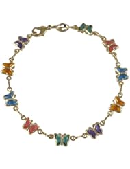 Gold Filled Multi Color Butterflies Girls Kids 6.5" Bracelet