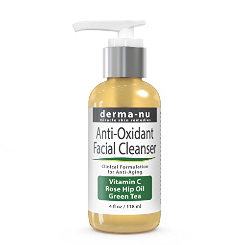 Anti Aging Cleanser by Derma-nu - Natural Face Wash - Facial Cleanser for Women. Loaded with powerful Antioxidants: Vitamin C, Green Tea & Rose Hip Oil to get rid of wrinkles. 4oz