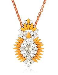 Orange Cabochon and Crystal Statement Pendant Necklace, 16"+3" Extender