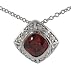 Sterling Silver Squared Pendant with Red Center Stone with Chain