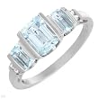 Ring With 1.90ctw Precious Stones - Genuine Diamonds, Aquamarines Made of 14K White Gold - Certificate Available.