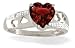 14K White Gold Genuine Heart Garnet and Diamond Ring