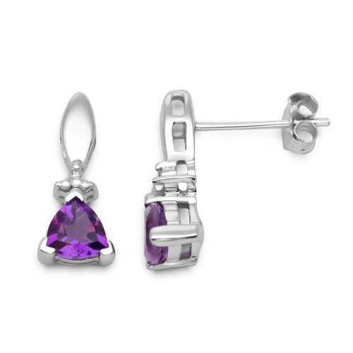 Miore Damen-Ohrringe 9 Karat Wei&szlig;gold Amethyst Brillanten MT036E Preisvergleich
