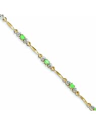 1 Carat 14K Gold Diamond and Emerald Bracelet
