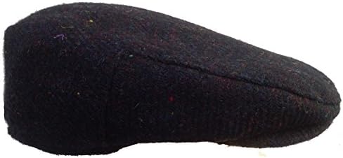 Made in USA Flat Ivy Scally Cap Black Harris Tweed by Mac Belford-XL