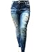 Jack David Womens Plus Size Distressed Ripped Destroy Blue Denim Jeans Skinny Bootcut Pants
