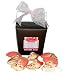 Gourmet Food : Belgian White Chocolate Dipped Valentines Fortune Cookies In Brown Container