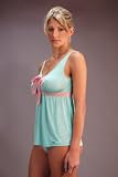 Silk Knit Baby Doll - blue with pink lace