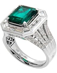 Colombian Emerald and Diamond Ring in 18kt white gold