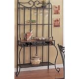 Metal and Wood Baker's Kitchen Rack w Wine Storage by visiondecor Furniture