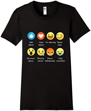 Women's I Love Dance Emoji Tee Shirt Large Black