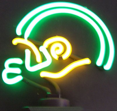 Green And Yellow Football Helmet Sculpture Neon Sign