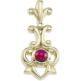 14K Yellow Gold Cabochon Ruby Pendant