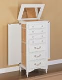 Powell Shabby Chic White Sand-through Jewelry Armoire