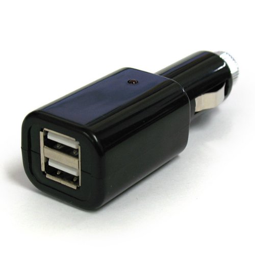 2USBポート シガーライターソケット用USB電源 WF-02UBK