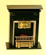 Black Fireplace with Flame Dollhouse Miniature