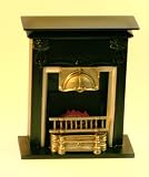 Black Fireplace with Flame Dollhouse Miniature