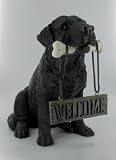 Black Lab Dog Welcome Statue Indoor Outdoor