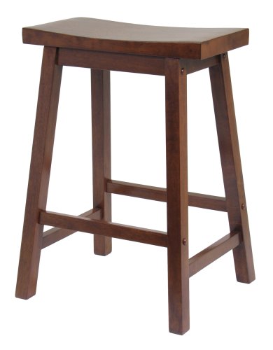 Winsome Saddle Seat 24-Inch Counter Stool, Walnut