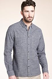 North Coast Pure Cotton Long Sleeve Textured Shirt