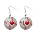 1 Inch Button Earrings of I Love Baseball (Astros, Twins, Dodgers, Yankees, Brewers, Oakland Athletics, Mets, Mariners, Phillies, Rays, Pirates, Rangers, Padres, Blue Jays, Giants, Cardinals, Nationals)