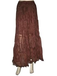 New Designer Fashion Skirts Burnt Umber 4 Tiered Cotton Long Skirts 38"