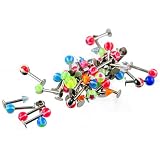 Wholesale 200 Pieces of Surgical Steel and Acrylic UV Reflective Lip/Labret Cone/Ball Bulk Package Deal