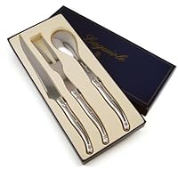 Coutellerie Tarrerias-Bonjean Laguiole Carving Set Composed of 1 Carving Knife, 1 Carving Fork and 1 Serving Spoon, all Stainless Steel, Full Tang