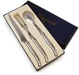 Coutellerie Tarrerias-Bonjean Laguiole Carving Set Composed of 1 Carving Knife, 1 Carving Fork and 1 Serving Spoon, all Stainless Steel, Full Tang