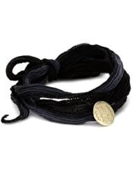 Mizuki 14k Gold Monogram Letter "H" Button on Ombre Silk Bracelet