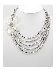 Black Diamond AB Flower Necklaces In Sterling Silver