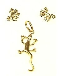 Kala-isjewels - Ladies -18ct Gold Plated "" Gecko ""Pendant ( 1,18"" ) and Earrings