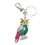 Crystal Enamel Painted Owl Bird Keychain