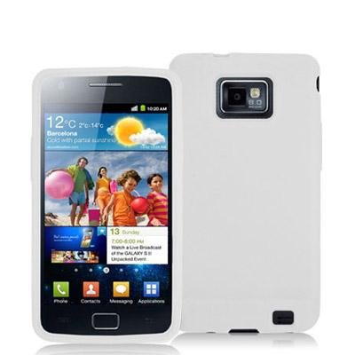 Electromaster(TM) Brand - White Silicone Rubber Gel Soft Skin Case Cover for Samsung Galaxy S2 i9100 / Attain-ElectroMaster