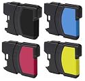 4 Pack Brother LC61 (LC-61) Compatible Inkjet/Ink Cartridges Combo (One each: LC61BK, LC61C, LC61M, LC61Y)