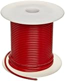 UL1015 Commercial Copper Wire, Bright, Red, 22 AWG, 0.0253" Diameter, 100 Length (Pack of 1)