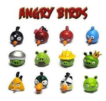 New Set of 12 PCs Iphone Game Angry Birds Green Pigs PVC Figures