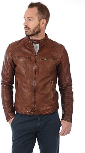 Lamb Leather Men's Lambskin Leather Motorcycle Biker jacket - Small